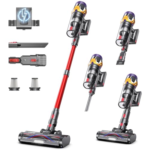 JELLYPIG Cordless Vacuum Cleaner, Upgraded 55KPA 650W 70Mins Stick Vacuum with Hurricane Mode, Self-Standing, Touch Screen, 1.8L Dust Cup, Anti-tangle Wireless Vacumm, Vacuum Cleaners for Home/Pet Hair/Carpets